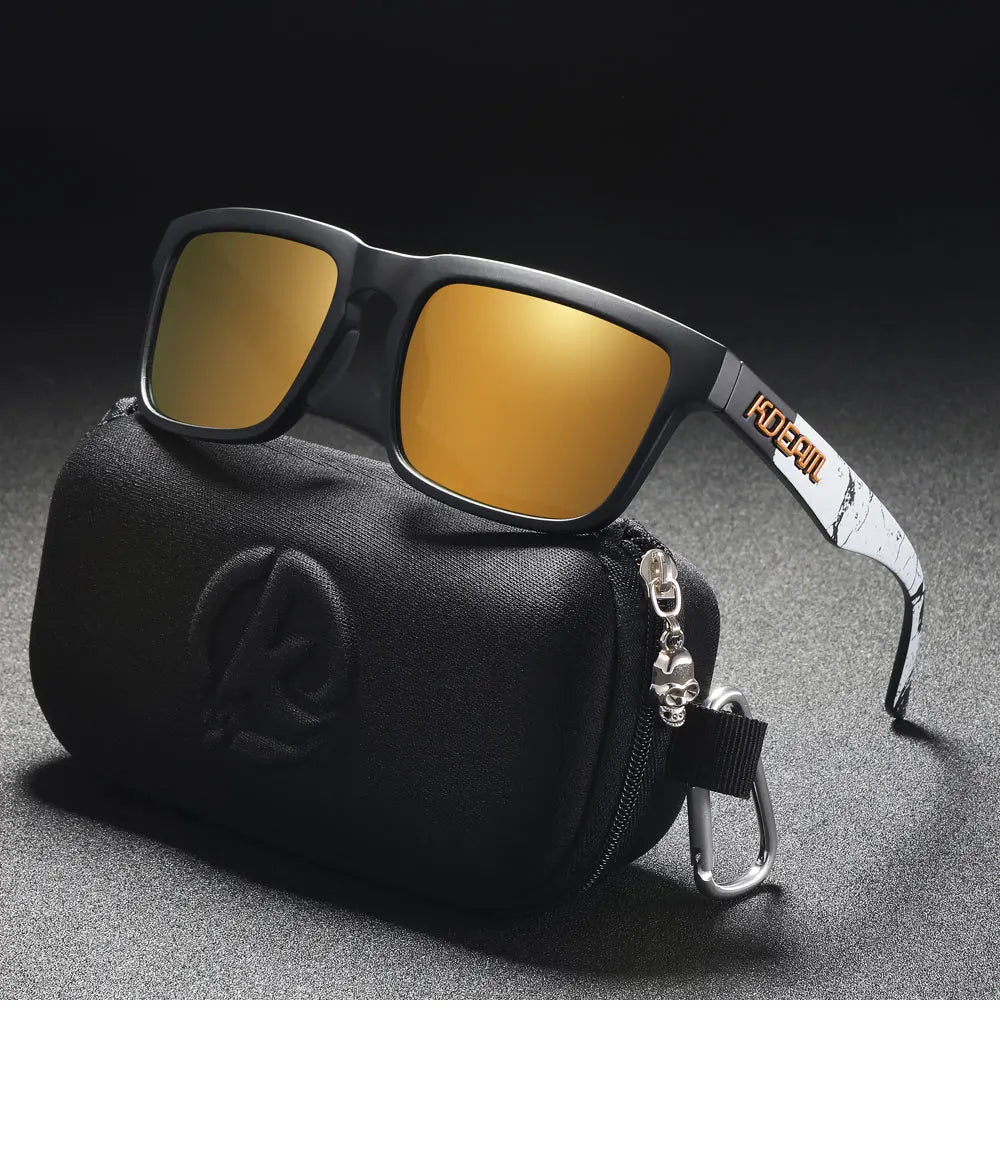 Gold Rush | Black & Marble Mirror Gold Polarized Sunglasses