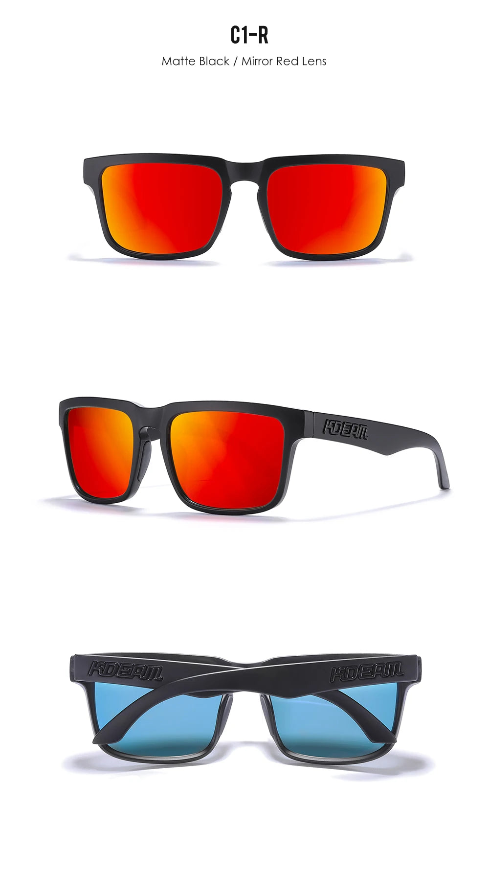 Blaze | Matte Black Mirror Red Polarized Sunglasses