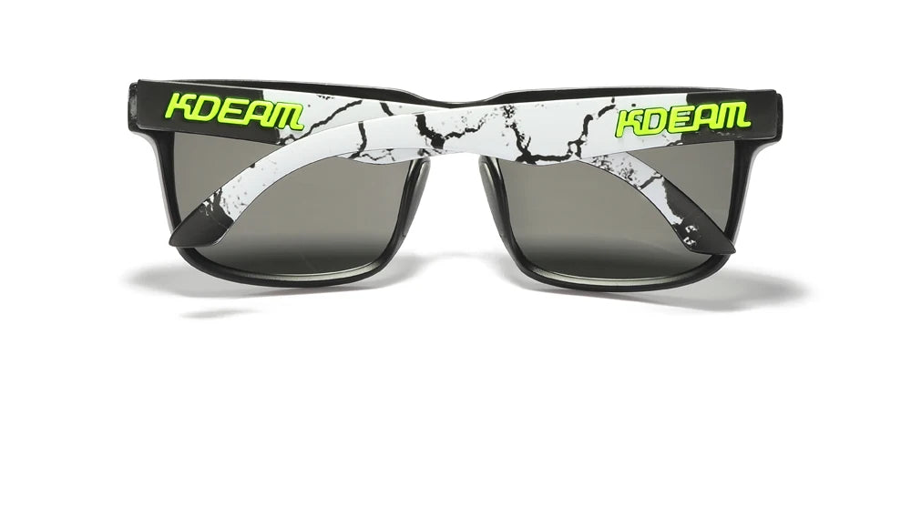 Neon Crack | Black & Neon Marble Mirror Silver Polarized Sunglasses