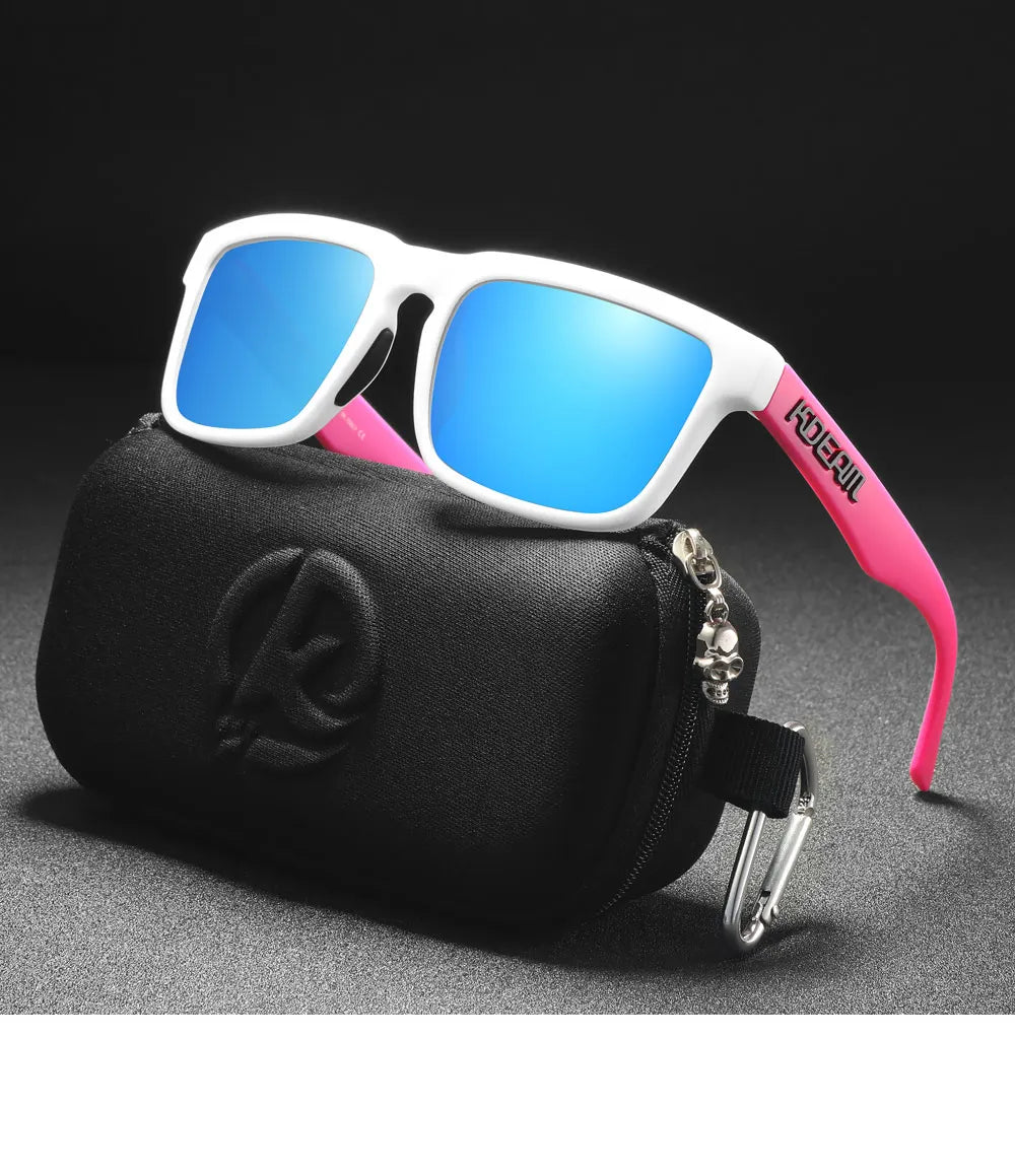 Neon Breeze | White & Pink Mirror Ice Blue Polarized Sunglasses