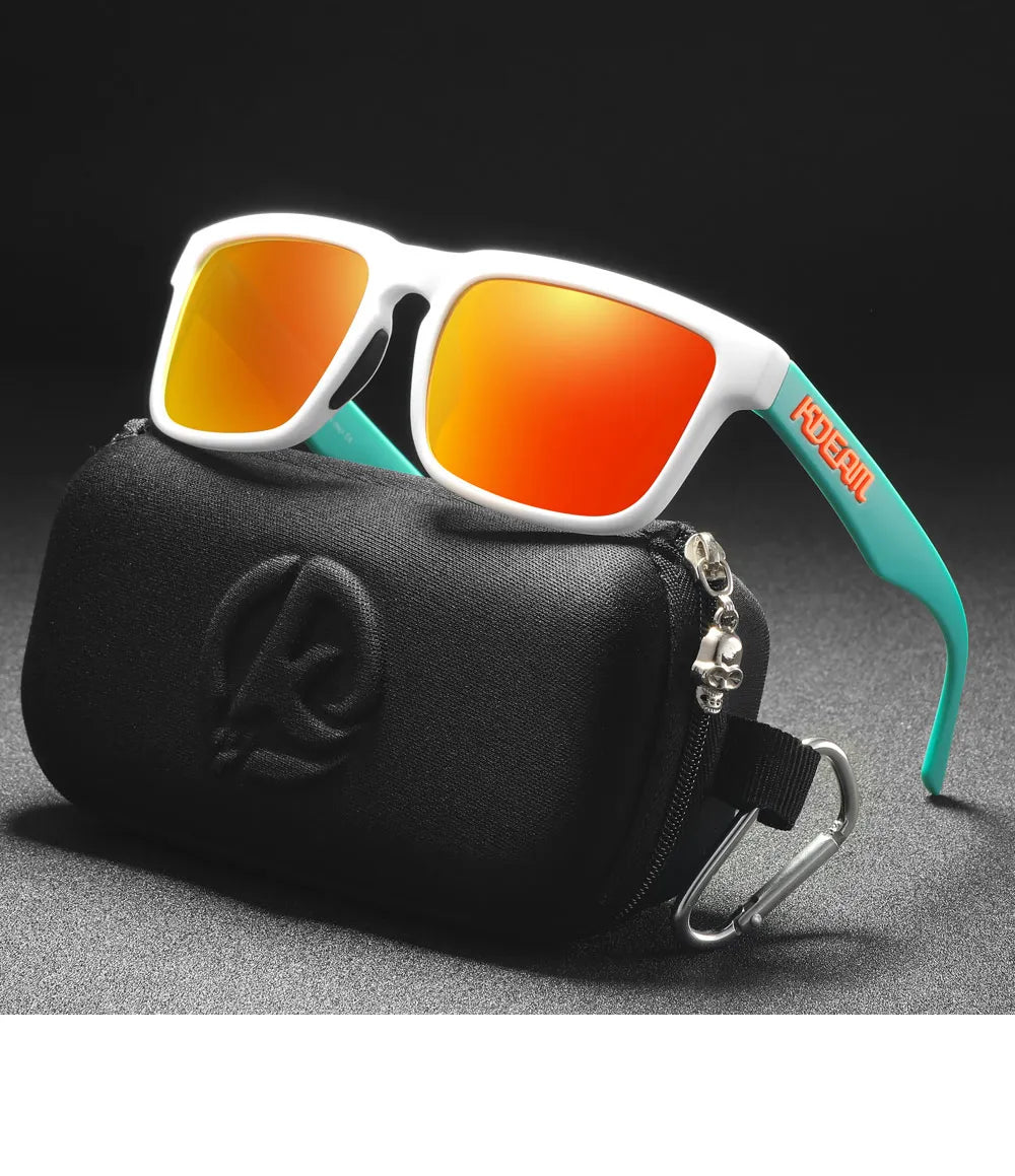Solar Flare | White & Teal Mirror Red Polarized Sunglasses
