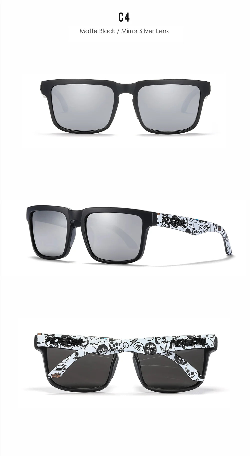 Ghost Riot | Matte Black Mirror Silver Polarized Sunglasses