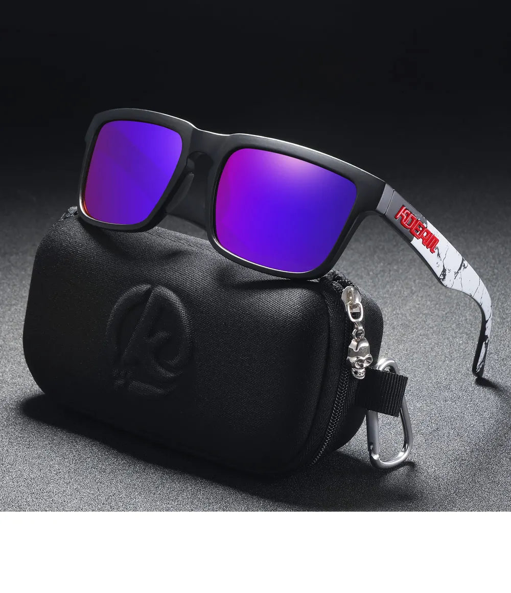 Dark Wave | Black & Marble Mirror Blue-Violet Polarized Sunglasses