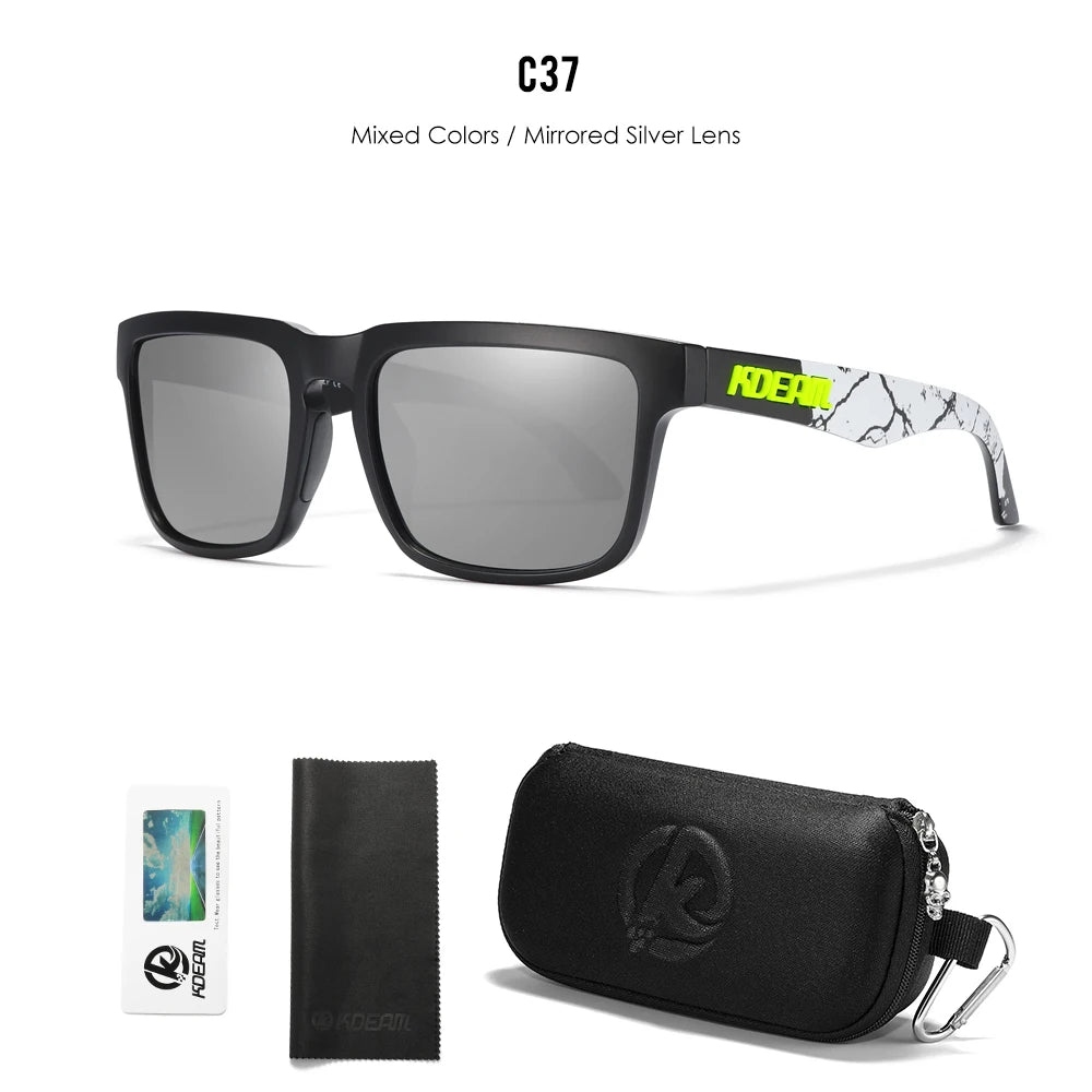 Neon Crack | Black & Neon Marble Mirror Silver Polarized Sunglasses
