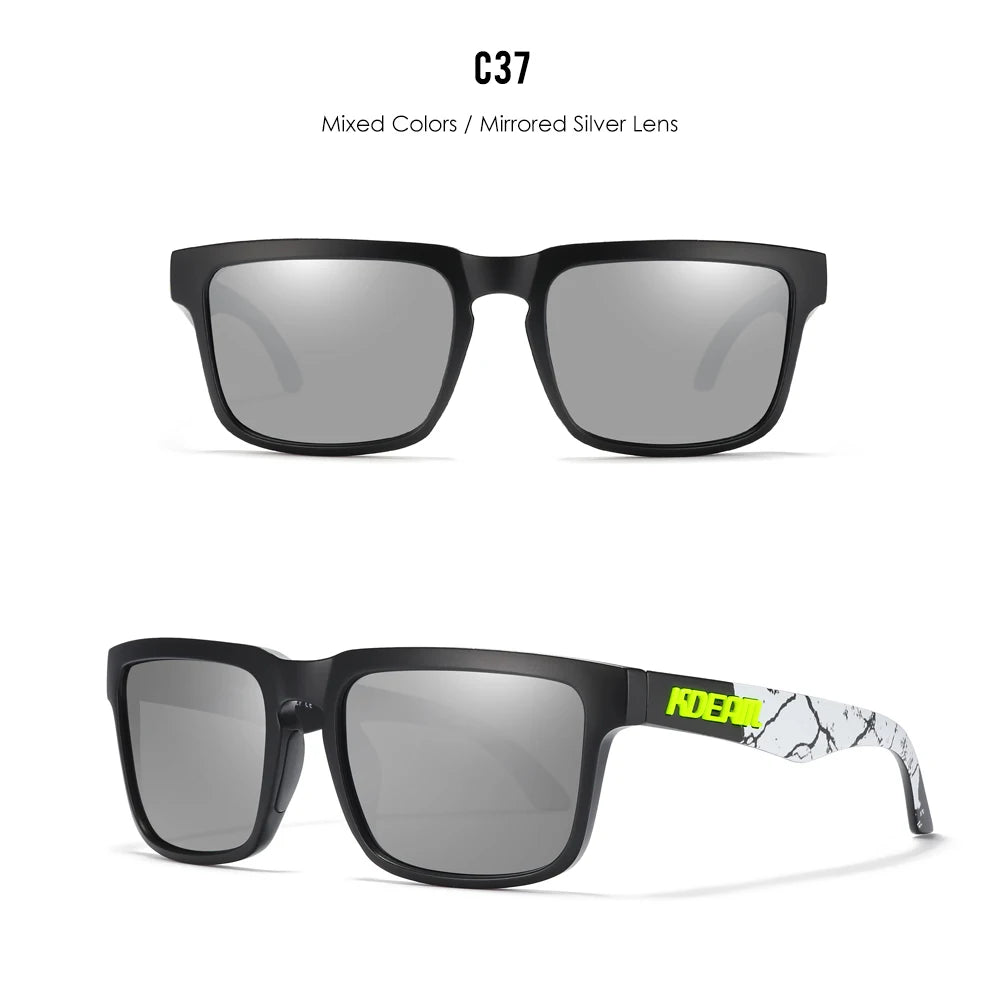 Neon Crack | Black & Neon Marble Mirror Silver Polarized Sunglasses