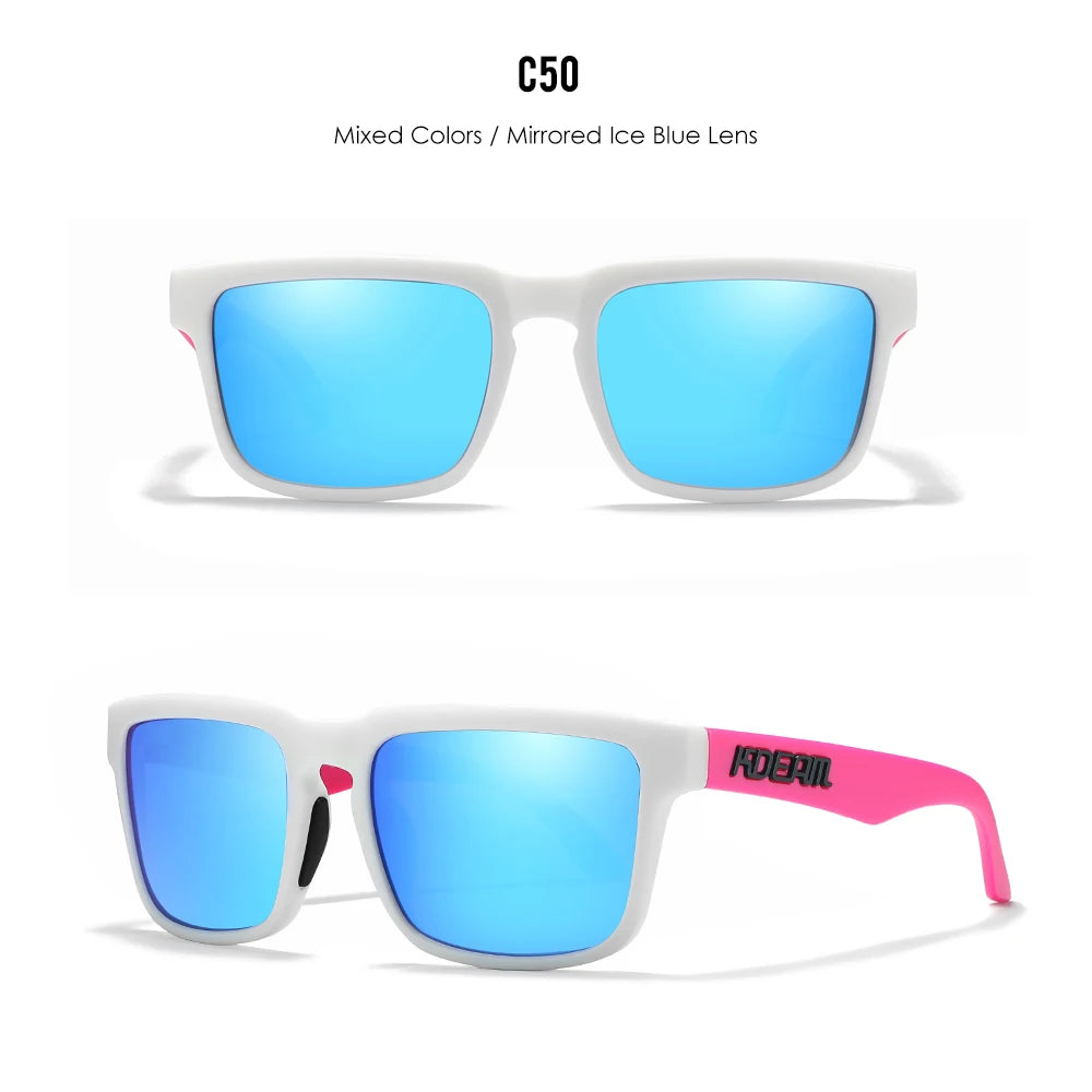 Neon Breeze | White & Pink Mirror Ice Blue Polarized Sunglasses